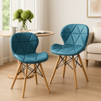 TEMU Mof Set Of 2 Modern Upholstered Dining Chair - Mid-century Accent Chair With Padded Seat, Wood Legs & Metal Frame, For Kitchen, Dining Room, Or Office 2ps