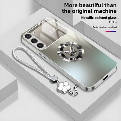 TEMU Elegant And Stylish Glass Phone Case, Suitable For / S24 Ultra/s23/s22/s23 Ultra/20/a30/a20/a40/a50/a70/a72 Full Series Glass Phone Cases, Light Luxury, Fashionable And Lightweight Image