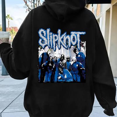 TEMU 1pc Graphic Hoodie For Women, Casual Polyester Pullover With Stretch, Knit Fabric Hooded Sweatshirt With Alphabet Print, Adult Wear Image