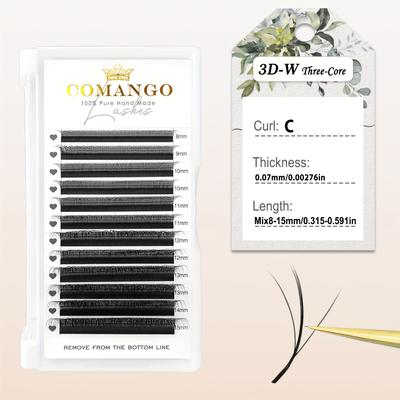 TEMU 12 Comango New 3dw Shape Eyelash Extension 3 Core Eyelash Extension Mink Volume Premade Volume Fans Clover False Lashes Image