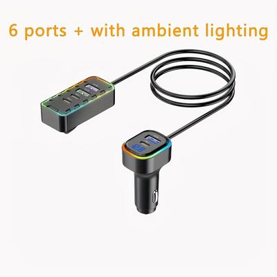 TEMU Annjiatuu Car Fast Charger With 6 Adapters, Usb Charging, Universal For Front And Rear Charging, Includes Atmosphere Light, Used Simultaneously, Ideal For , Perfect As A Gif Image