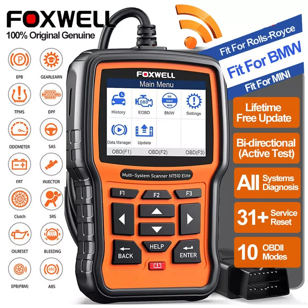 Neue Foxwell NT510 Elite Wireless Für BMW OBD2 Scanner Diagnose Tool Alle System Code Reader ABS SRS DPF TPMS DPF Aktive Test