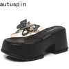 AUTUSPIN 9 cm Hohe Dicke Heels Frauen Sandalen Sommer Sexy Mode Dias Schuhe Kristall Buttetfly PVC Transparente Damen Schuhe