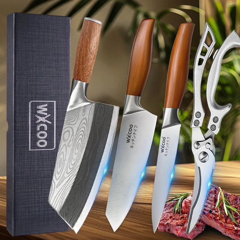WXCOO Professionelles Küchenscherenmesser, japanisches Obstschneiden, Allzweckmesser, Edelstahl, Metzger, Ausbeinmesser mit Box Image