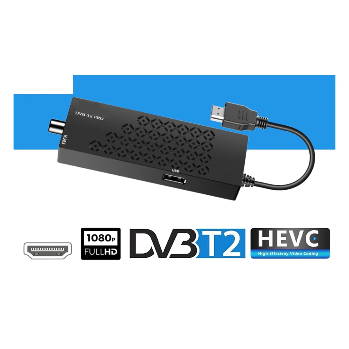 ABNRR TDT HD Decoder TDT HD HDMI-kompatibler Tuner DVB T2 H265 HD Decoder TDT HD Euroconnector Full HD 1080p für WiFi EU-STECKER Image