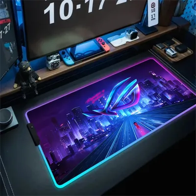 Cartoon Asus Deskmat Mouse Pad Gaming LED Mouse Mat 900x400 Mousemats Table Pads PC Office Desk Mat RGB Keyboard Mats XXL