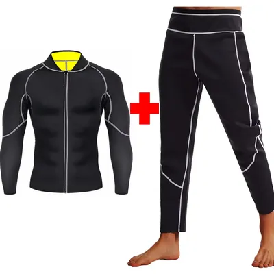 Männer Abnehmen Sauna Schweiß Anzüge Body Shaper Gewicht Verlust Kompression Mantel Fett Brennen Taille Trainer Heißer Thermo Gym Leggings Shapewear Image