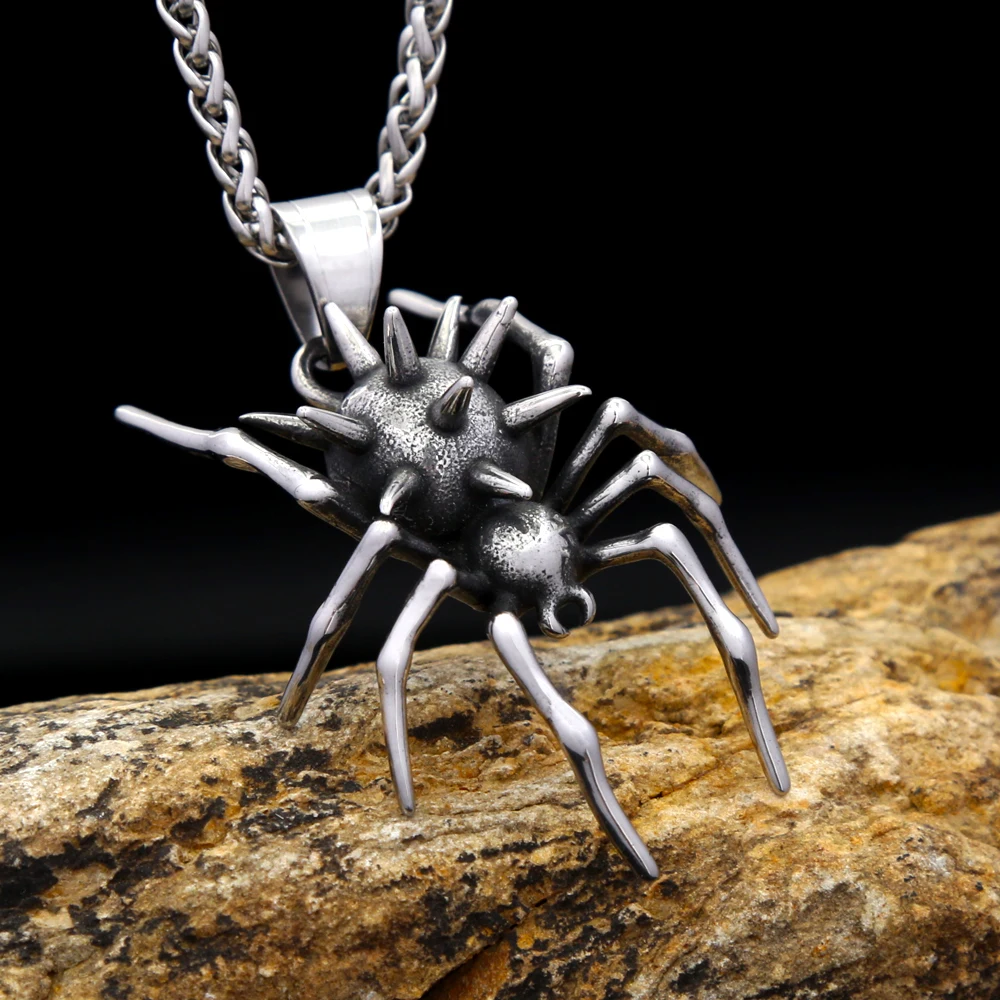 Vintage Gothic Spinne Halskette Für Männer Edelstahl Punk Tier Anhänger Halskette Einzigartige Mode Schmuck Geschenke Dropshipping Image