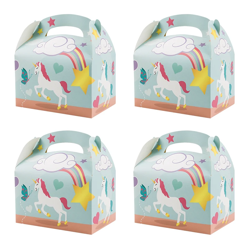 12PCS Einhorn Party Favor Leckerli Boxen Einhorn Geschenk Boxen Party Supplies Regenbogen Einhorn Thema Party Candy Goodies box Image