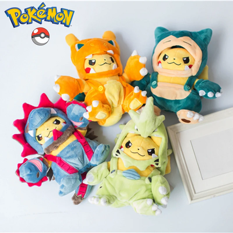 Pokemon Plushie Puppe Cos Eevee Pikachu Cosplay Plüsch Spielzeug Pikachu Peluche Garchomp Tyranitar Lucario Rayquaza Stofftier Spielzeug Image