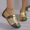 Schuhe für Frauen Herbst Frühling Frauen Mutter Schuhe Wohnungen Slipper Patchwork rutsch feste runde Zehen plus Größe 35-42 weiche Freizeit schuhe
