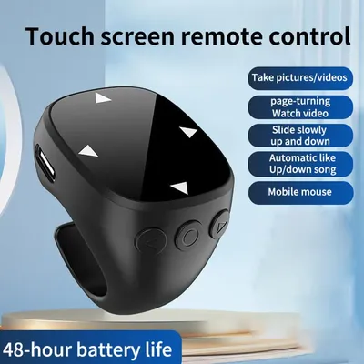 Remote Control for TikTok, Touch Screen Page Turner for iPad iPhone, Bluetooth Camera Video Recording Remote, Scrolling Ring