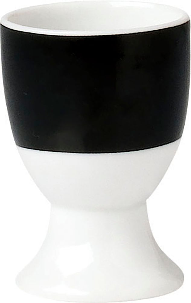 Eierbecher VAN WELL "Vario", schwarz-weiß (schwarz, weiß), B:16,5cm H:7cm Ø:4,5cm, Porzellan, Eierbecher, Porzellan, spülmaschinen- und mikrowellengeeignet