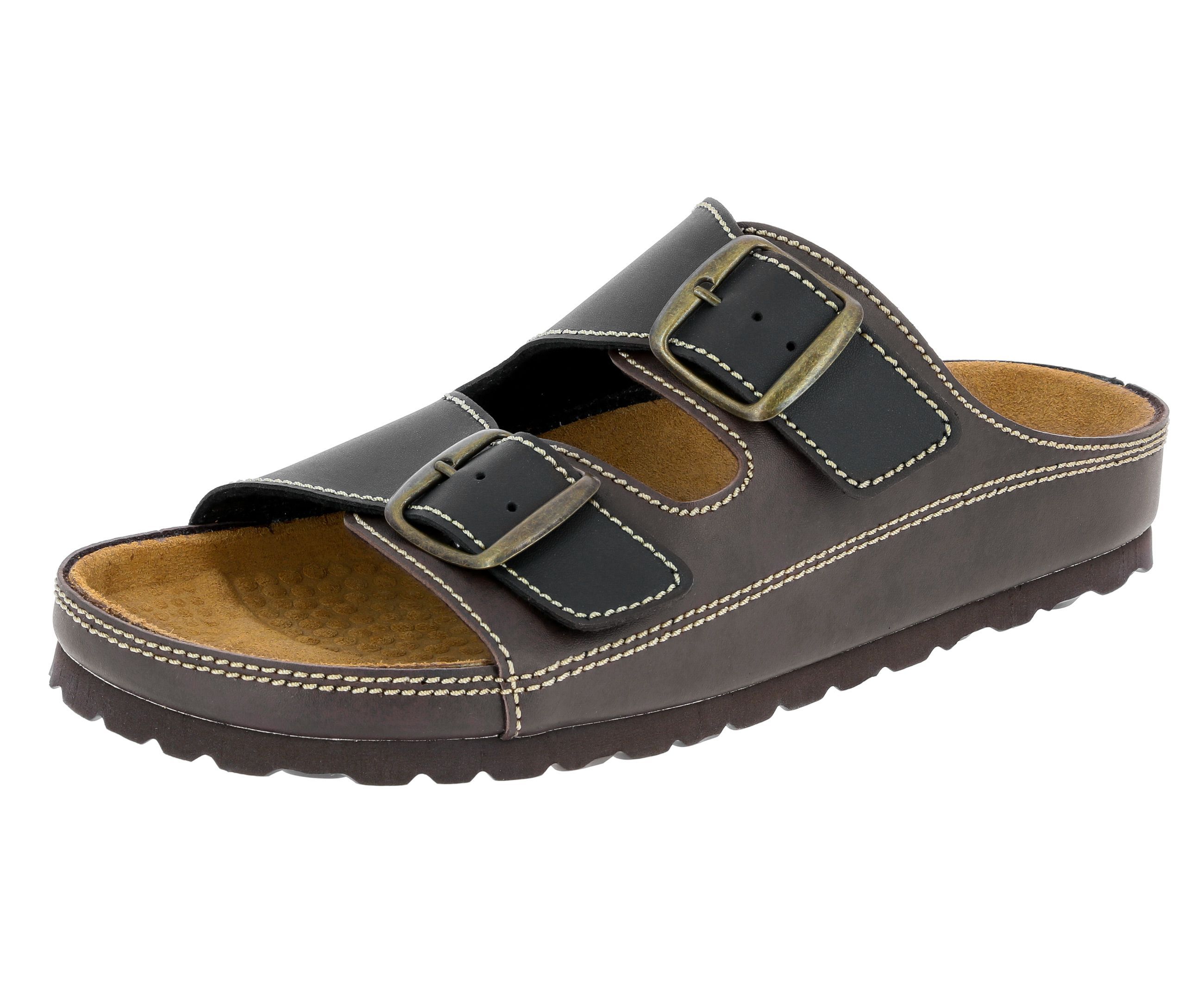 Pantolette LICO "Pantolette Natural Man", Herren, Gr. 40, braun, Synthetik, Schuhe Pantolette