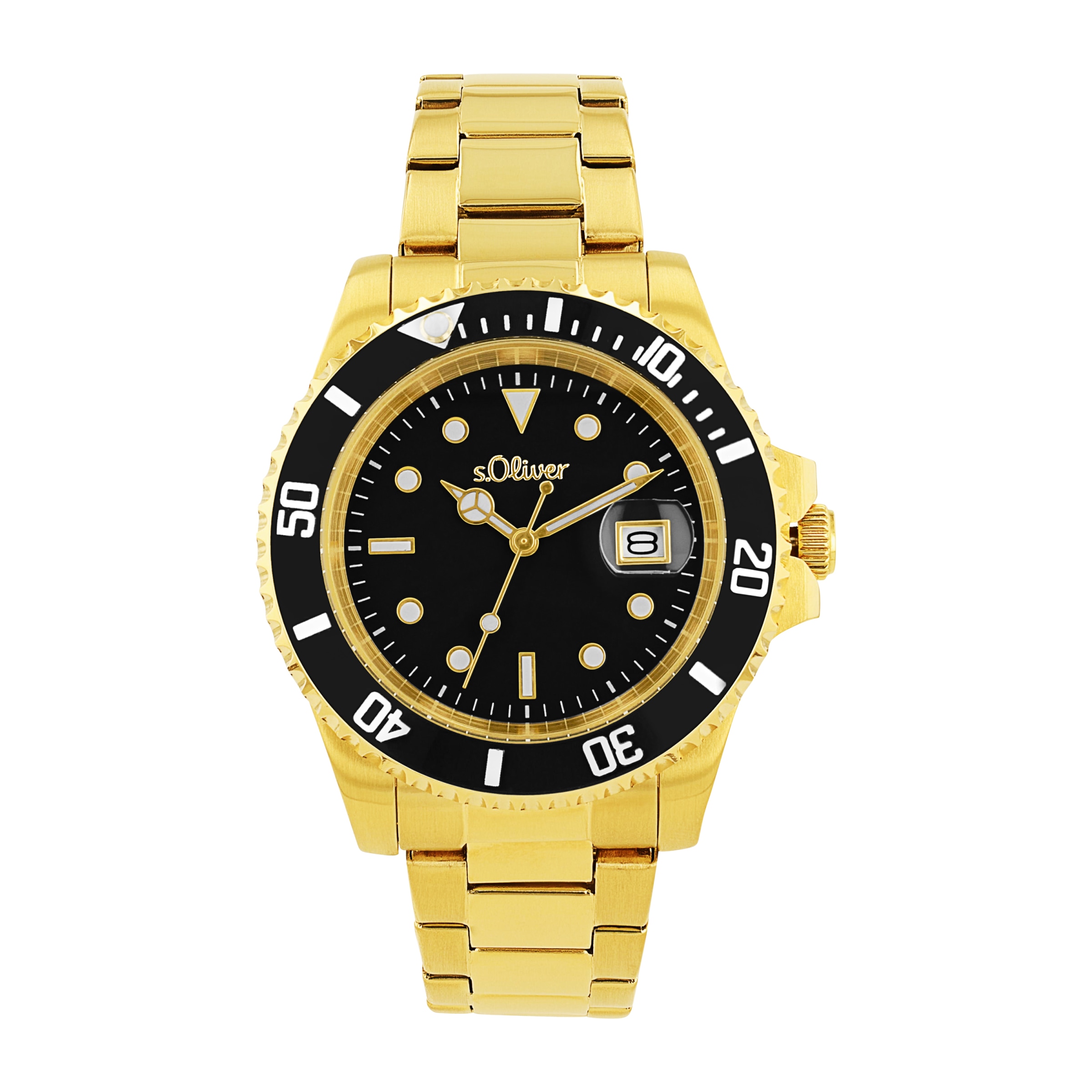 Quarzuhr S.OLIVER, gold (goldfarben), Armbanduhren, Herren, Armbanduhr, Herrenuhr, Edelstahlarmband, analog, Tag