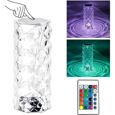 LED Tischlampe aus Kristall Moderne Kreativität Rose Nachttischlampe Touch Lampe Dimmbar 16 Farben Image