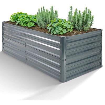 Metall Hochbeet 240 x 90 x 45 cm Gartenbeet Pflanzbeet rostfrei Gemüsebeet - Arebos Image