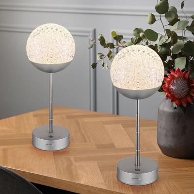 Led Tischlampe Touchdimmer Nachttischlampe Kristall Tischleuchte höhenverstellbar, Edelstahl silber Image