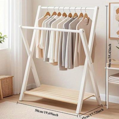 TEMU Bedside Hanging Clothes Rack For Bedroom, Floor Standing Coat And Hat Hanger, Overnight Clothing Storage Drying Rack Image