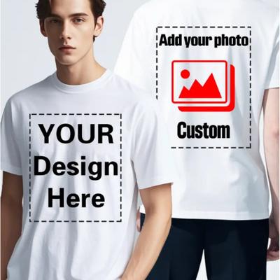 "TEMU Customizable With "your Design Here" Text - Personalize , Short Sleeve, Round Neck, Polyester, Ideal For Summer, Father's Day, Or Cultural Events, Custom T Shirts" Image