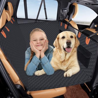TEMU 1pc Dog Blanket Car Back Seat Fixed Floor Universal Car Seat Cover Dog Back Seat With Observation Window And Protective Strip, High-quality Material And Image