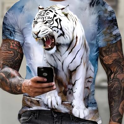 TEMU Men's 3d Print T-shirt - Comfortable Chic Summer Outdoor Wear, Perfect Gift For Men Image