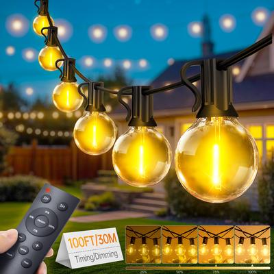 TEMU Led Outdoor Fairy Lights /20/45 M - Warm White String Lights Equipped With Spare Light Bulbs 8 Lighting For Garden Balcony Gazebo Patio Wedding Be Image