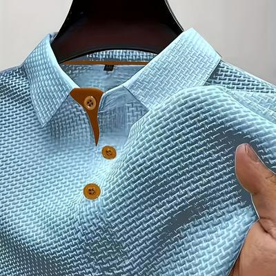 TEMU Short Sleeve Jacquard Ice Silky Men's T-shirt Summer Solid Color Image