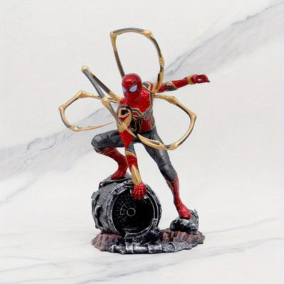 TEMU Spider-man Collectible Figurine - Pvc Hero Statue With Web Patterns, Red & , Home Or Office Desk Display, Office Display | Action | Pvc Statue