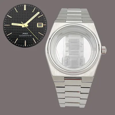 40mm Silver PRX Super Player Watch Case Sapphire Glass Fits For NH35 NH36 NH38 4R Movement Multi-Color Dial Hands Repair Parts
