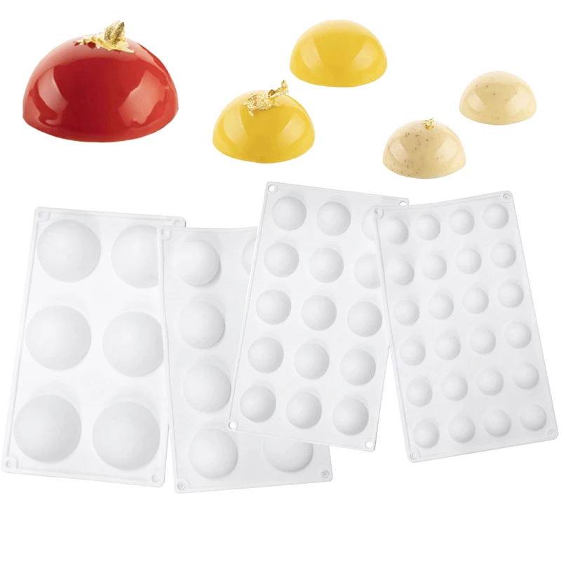 DIY Halbkugel Französisch Mousse Kuchen Form Silikon Schokolade Form Seife Form Lebensmittel Grade Dessert Backen Werkzeuge Küche Backformen Image
