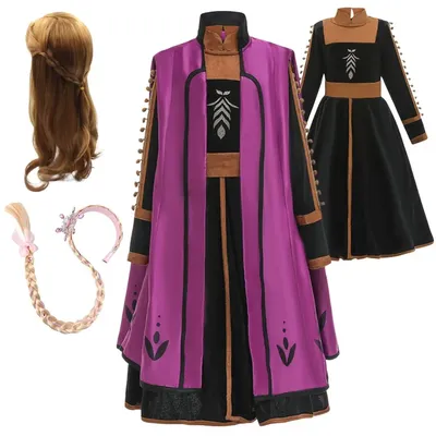 Prinzessin Anna Cosplay Kostüm Frozen 2-Verkleidung für Kinder Mädchen Kleid Fantasy Outfits Image
