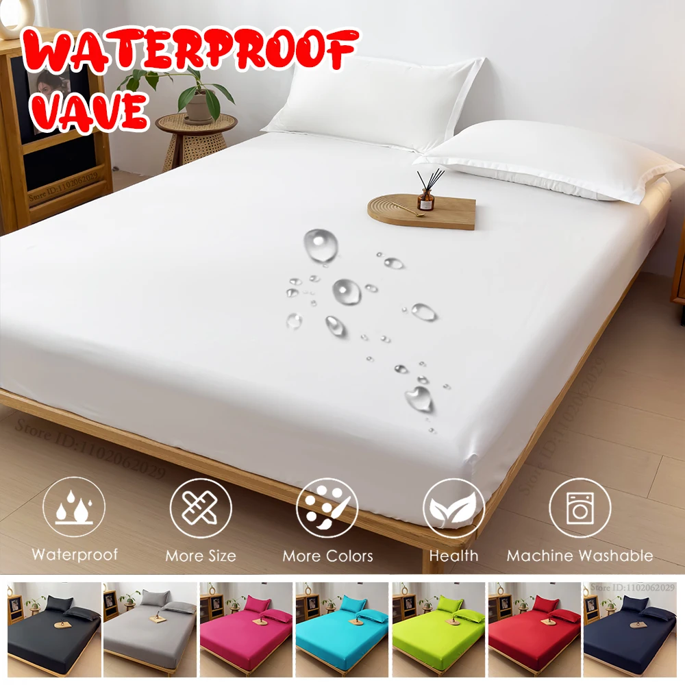 Überwurf-Matratzenbezug, Bett-Spannbetttuch, wasserdichte Matratze, Tagesdecke, Schutzpolster, Einzel-/Doppel-/König-/Queen-Size-Bett, Grau/Weiß Image