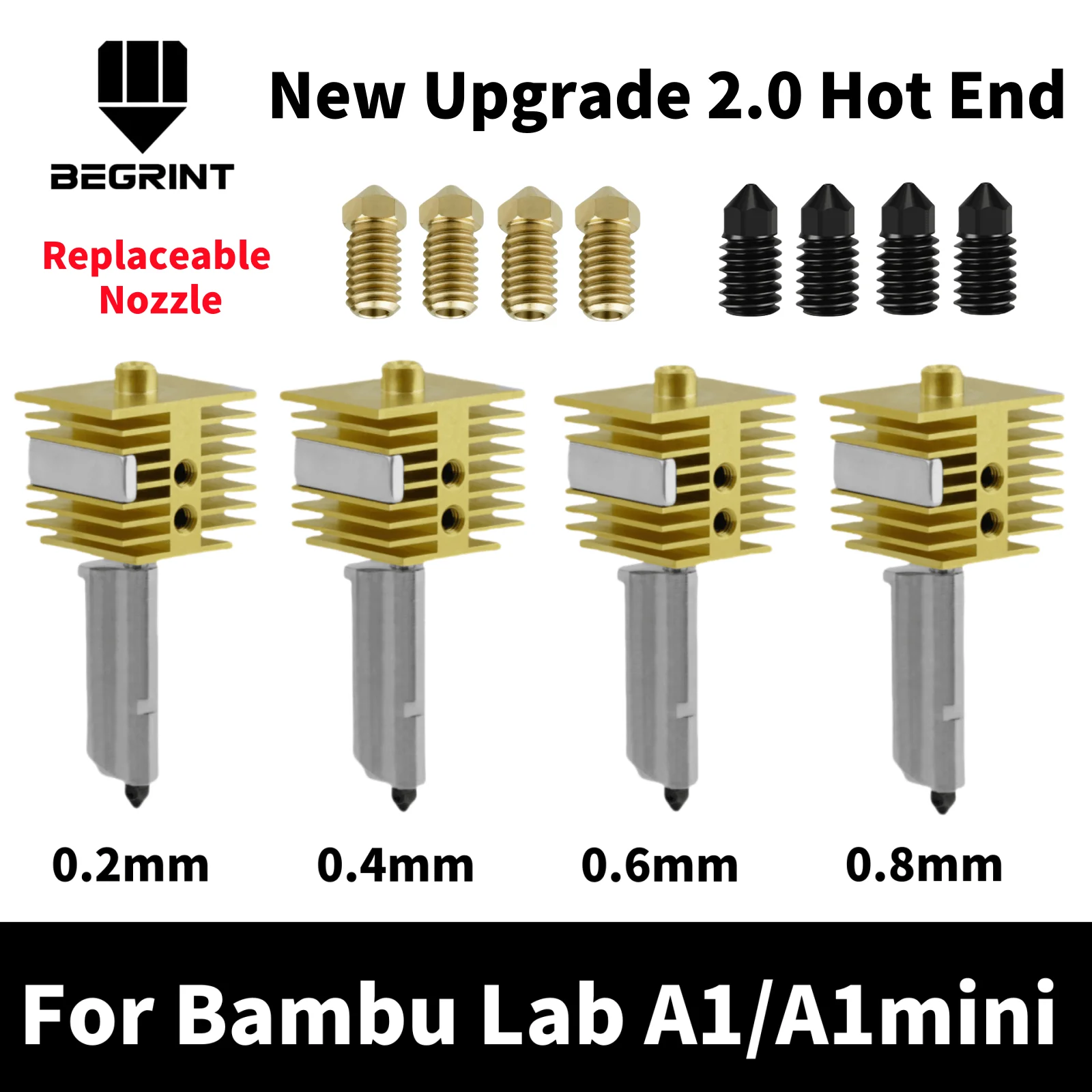 NEUE Hotend Für Bambu Lab A1 mini Montage Hotend Kit 0,2 0,4 0,6 0,8 MM Austauschbare Düse Für 3D drucker Bamboo Lab A1/A1 mini Image