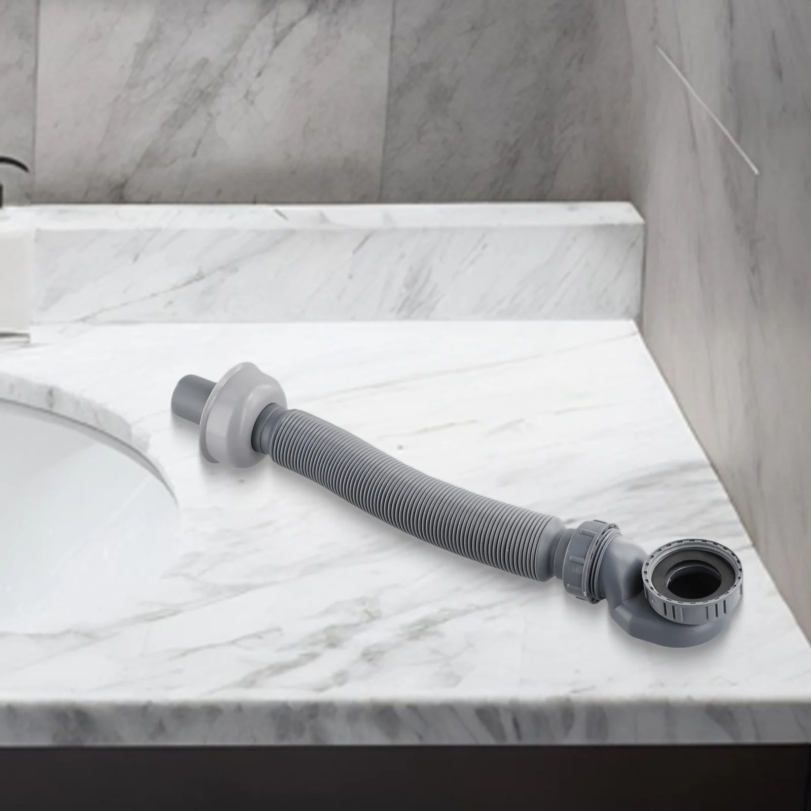 1PC Low Profile Falle Flexible Badewanne Dusche Abflussrohr Grau ABS Flachrohr Teleskop Abflussrohr Becken Abflussrohr Waschbecken schlauch