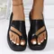 Women Fashion Black Slide Sandals Summer Street Style Casual Outdoor flip-flops Office Party Elegant Sexy Platform 2025 New Lady