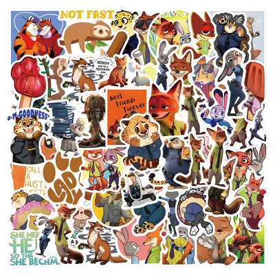 10/30/60 Stück süße Disney Zootopia Aufkleber Cartoon Judy Hopps Nick Wilde Anime Aufkleber DIY Laptop Fahrrad Kinder Graffiti Aufkleber Spielzeug Image