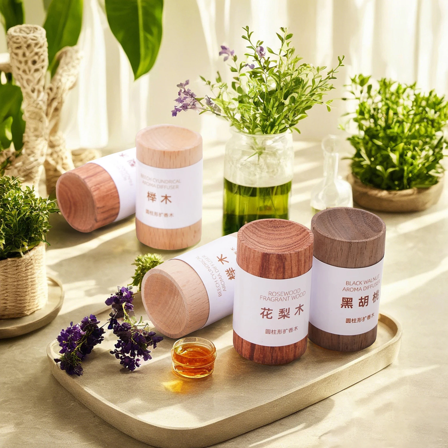 1-4Pcs Natural Wooden Essential Oil Diffuser Refreshing Sleep Long-lasting Expanded Fragrant Wood Slowly Volatile Wood Ornaments