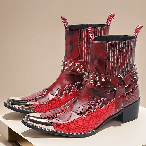 Schwarze und goldene Leder-Western-Stiefel für Männer mit goldener Spitze floralem Muster und Reißverschluss – trendige Stiefel für lässige und Festival-Bekleidung Image