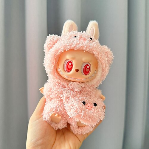 Kleidung für Labubu Puppen Flauschiges Schwein-Outfit für 17 cm Labulabu Puppen Puppe nicht enthalten Weihnachtsgeschenk Image