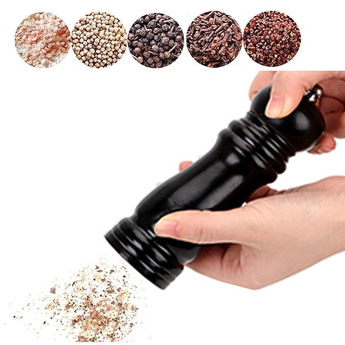 Schwarze Pfeffermühle, Salzmühle, nachfüllbar, einstellbare Grobkörnigkeit, Keramik-Mahlwerk für die Küche zu Hause, Grillparty