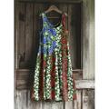 Damen Patriotisches Mini-Kleid Sommerkleid A-Linie Kleid Off-the-Shoulder Kleid Urlaub Lässig Boho Party Normale Passform Floral Grafische Flagge Ärmellos U-Hals Rot Grün Sommer