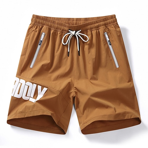 Herren Buchstaben Zahlen Sportshorts Kurze Sporthose Tennishose Kordelzug Reißverschluss Tasche Schnelltrocknend Feuchtigkeitsableitend Atmungsaktiv Tennis Golfspiel Pickleball Shorts Schwarz Image