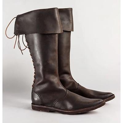 Gotisch Mittelalterlich Renaissance Schuhe Stiefel Kniehohe Stiefel Ren Faire Pirat Wikinger Kreuzritter Herren Keltisch Seeräuber Halloween Maskerade Party Abend LARP Renaissance-Messe Erwachsene Image