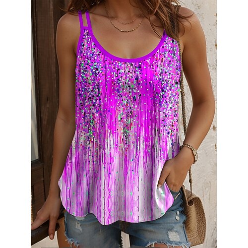 Damen Camisole-Tanktop Druck Ombre Blumen Grafik Vintage Stilvoll Ärmellos Rundausschnitt Normale Oberteile Täglich Ferien Blau Gelb Rote Purpur Grün Sommer Frühling Image