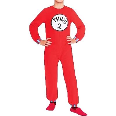 Die Katze im Hut Sache 1 Sache 2 Gruppenkostüm Overall Onesie-Kostüm Märchenfiguren Film Cosplay for Jungen Mädchen Kinder Halloween Karneval Welttag des Buches Leistung Pädagogisches Ankleiden Image