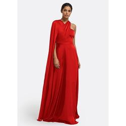 Elegantes A-Linie Abendkleid Formelles Ein-Schulter-Kleid Capes Bodenlang Plissiertes Stretch-Satin Hochzeiten 2025