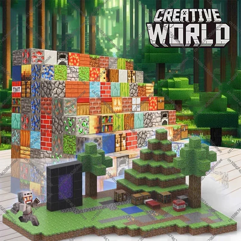 Blocchi magnetici Mine World Montessori Giocattolo sensoriale educativo STEM per cubo magnetico Bambini Ragazzi Ragazze dai 3 anni in su Giocattolo fai da te Regalo