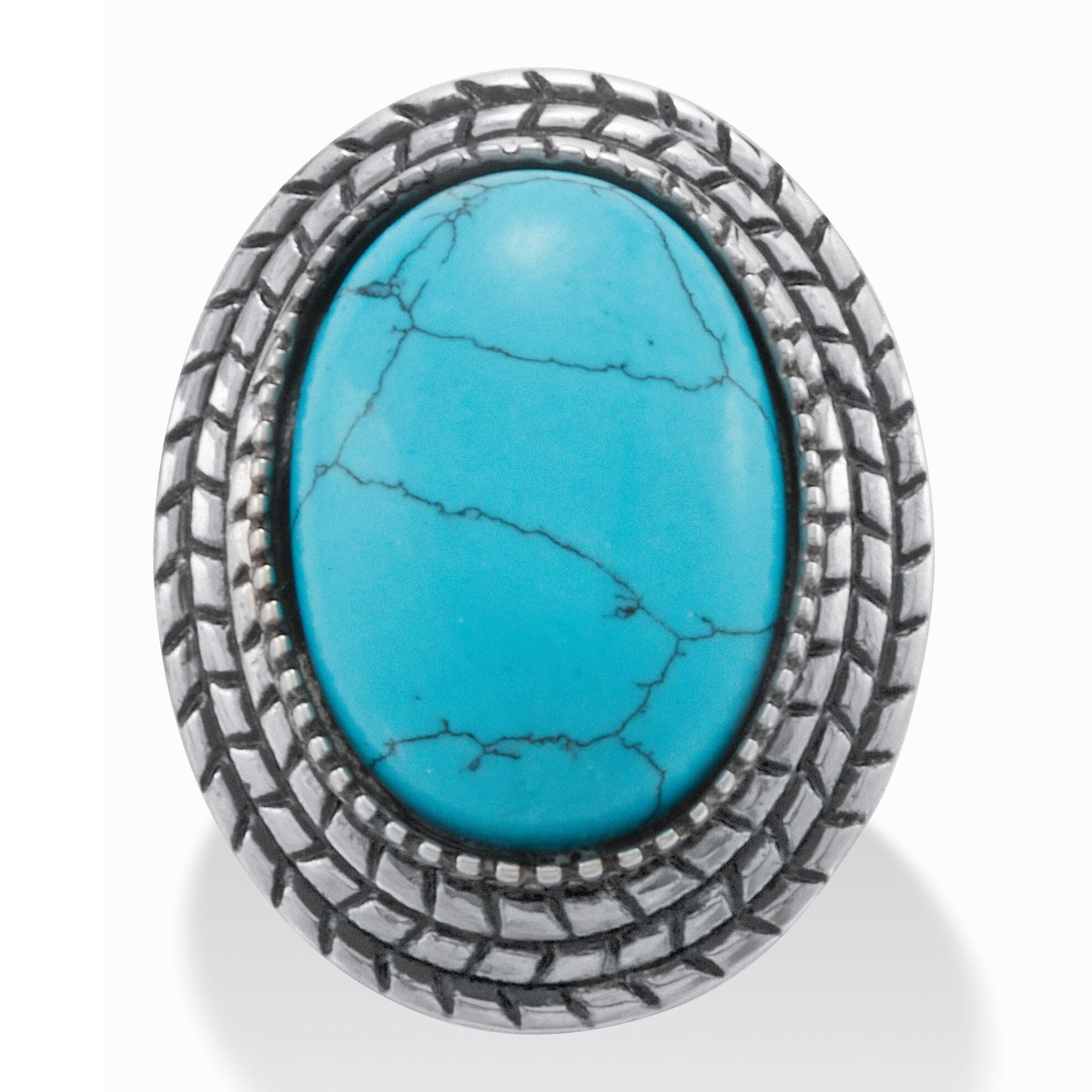 Women's Stainless Steel Turquoise Boho Cocktail Ring by Propet in Blue (Size 10)