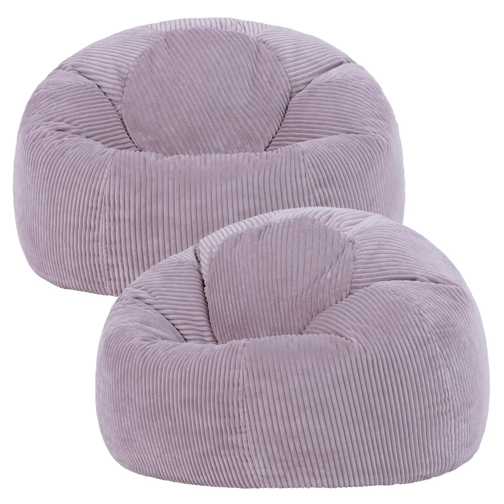 Set di 2 pouf in velluto a coste color lavanda